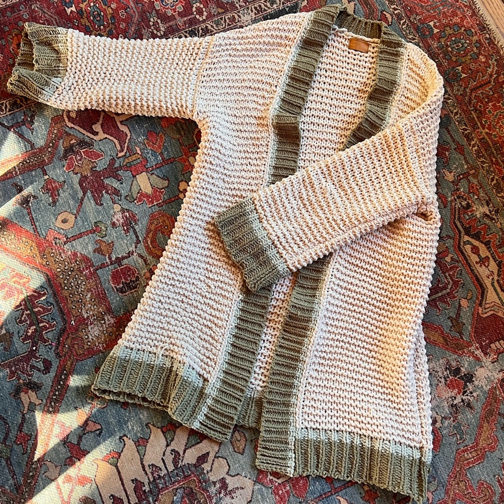 POL oversized cream and sage cardigan